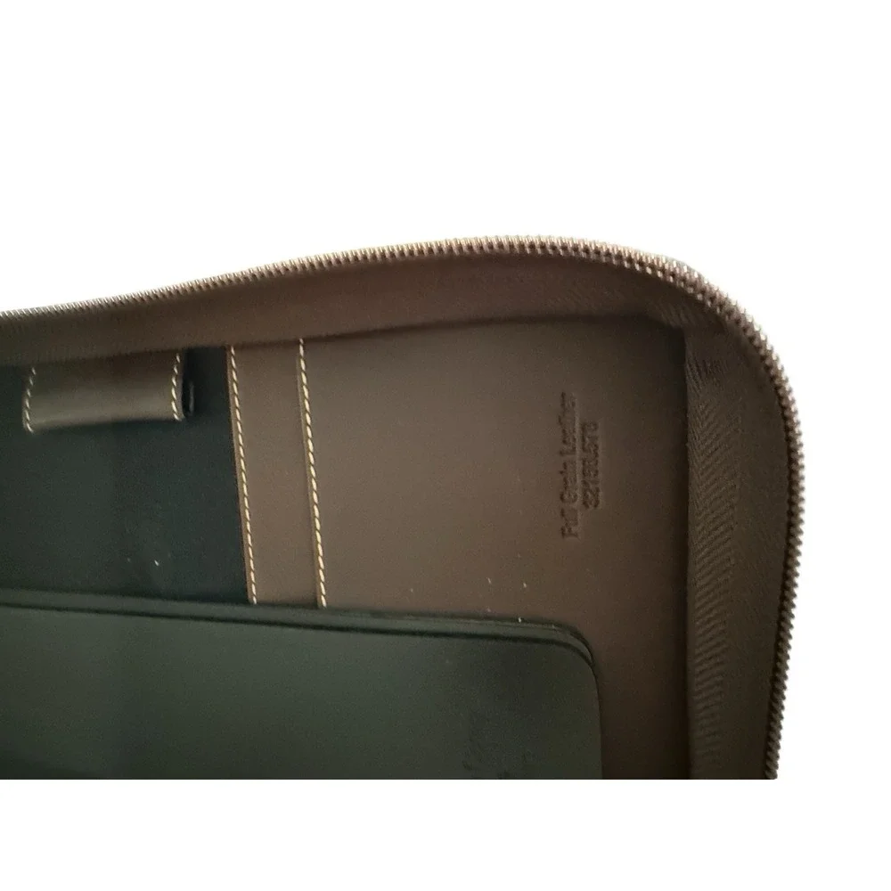 Franklin Covey Zip Binder Only Brown Full Grain Leather 7 Rings 9.5x7.5x1.5